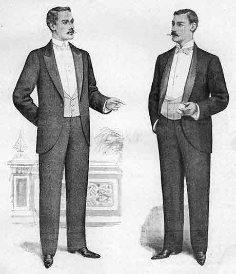 Imagem de 1898: Homens vestindo Smoking preto.